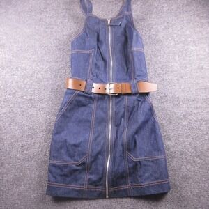 Nicholas Dress Womens 0 Blue Denim Andri Utility Apron Mini Belted Zip
